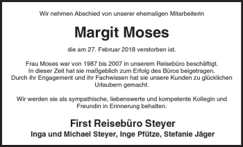 Traueranzeige von Margit Moses von  Usinger Anzeiger Traueranzeige von Margit Moses von  Usinger Anzeiger
