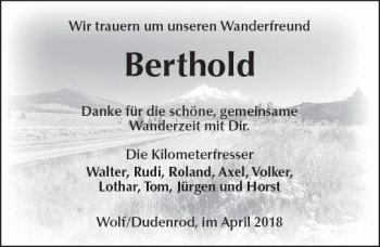 Traueranzeige von Berthold Keiber von  Kreisanzeiger