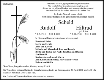 Traueranzeige von Hiltrud Scheld von VRM Trauer