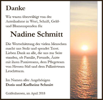 Traueranzeige von Nadine Schmitt von Trauerportal Rhein Main Presse