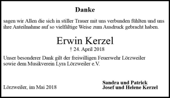 Traueranzeige von Erwin Kerzel von Trauerportal Rhein Main Presse
