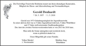 Traueranzeige von Gerold Denhardt von  Gießener Anzeiger