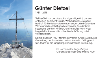Traueranzeige von Günter Dietzel von  Gießener Anzeiger