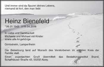Traueranzeige von Heinz Bienefeld von Trauerportal Rhein Main Presse