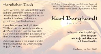 Traueranzeige von Karl Burghardt von  Kreisanzeiger