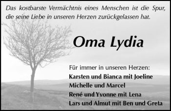 Traueranzeige von Lydia Hofmann von  Kreisanzeiger