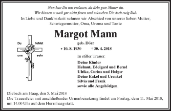 Traueranzeige von Margot Mann von  Kreisanzeiger