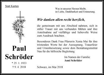Traueranzeige von Paul Schröder von VRM Trauer