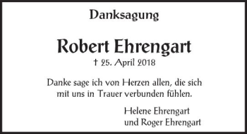 Traueranzeige von Robert Ehrengart von Trauerportal Rhein Main Presse