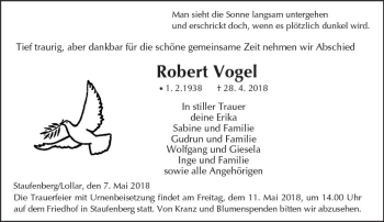 Traueranzeige von Robert Vogel von  Gießener Anzeiger