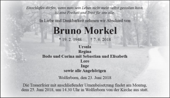 Traueranzeige von Bruno Morkel von  Kreisanzeiger