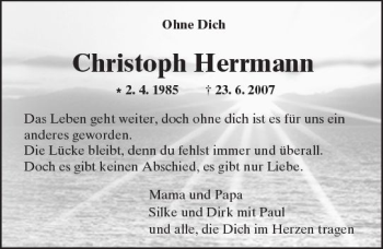 Traueranzeige von Christoph Herrmann von  Kreisanzeiger
