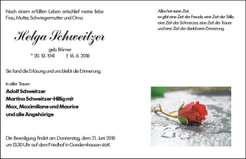 Traueranzeige von Helga Schweitzer von Trauerportal Rhein Main Presse
