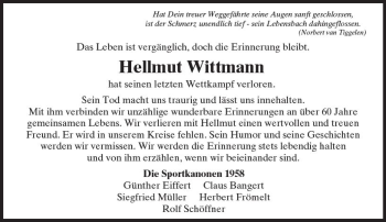 Traueranzeige von Hellmut Wittmann von  Usinger Anzeiger