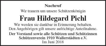 Traueranzeige von Hildegard Pichl von Trauerportal Rhein Main Presse