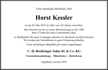 Traueranzeige von Horst Kessler von Trauerportal Rhein Main Presse