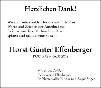 Traueranzeige von Horst Günter Effenberger von Trauerportal Rhein Main Presse