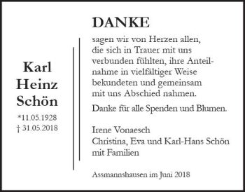 Traueranzeige von Karl Heinz Schön von Trauerportal Rhein Main Presse