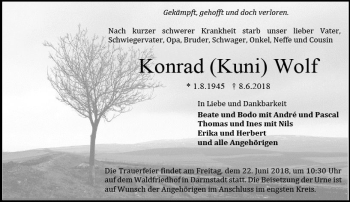Traueranzeige von Konrad Wolf von Trauerportal Rhein Main Presse