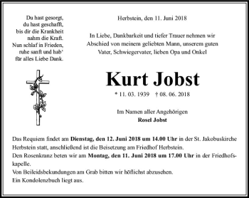 Traueranzeige von Kurt Jobst von VRM Trauer