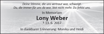 Traueranzeige von Lony Weber von  Gießener Anzeiger