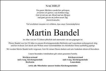 Traueranzeige von Martin Bandel von VRM Trauer