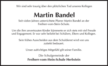 Traueranzeige von Martin Bandel von VRM Trauer