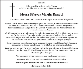 Traueranzeige von Martin Bandel von VRM Trauer
