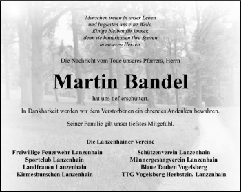 Traueranzeige von Martin Bandel von VRM Trauer
