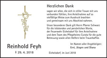 Traueranzeige von Reinhold Feyh von  Kreisanzeiger