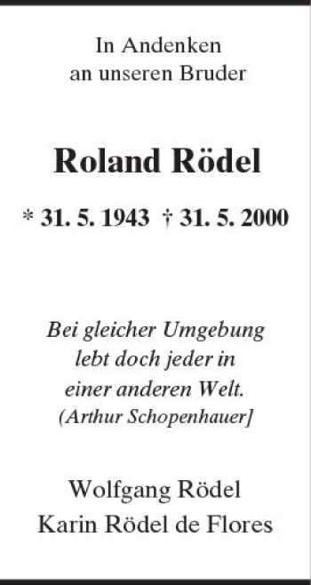 Traueranzeige von Roland Rödel von VRM Trauer