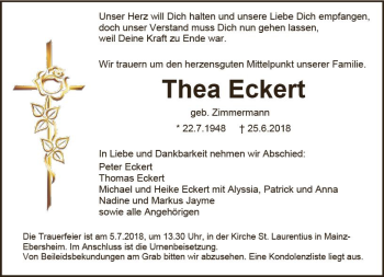 Traueranzeige von Theo Eckert von Trauerportal Rhein Main Presse