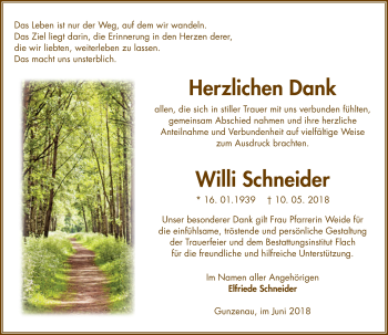 Traueranzeige von Willi Schneider von VRM Trauer