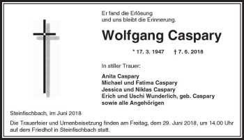 Traueranzeige von Wolfgang Caspary von  Camberger Anzeiger