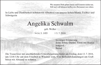 Traueranzeige von Angelika Schwalm von  Gießener Anzeiger