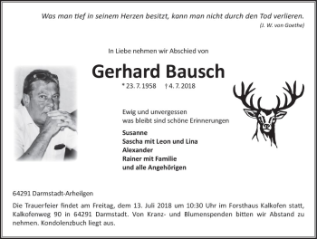 Traueranzeige von Gerhard Bausch von vrm-trauer
