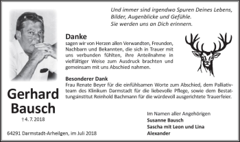 Traueranzeige von Gerhard Bausch von vrm-trauer