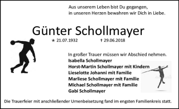 Traueranzeige von Günter Schollmayer von vrm-trauer