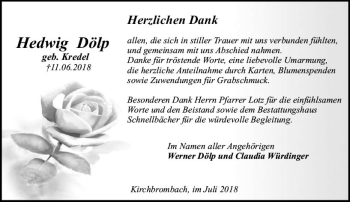 Traueranzeige von Hedwig Dölp von vrm-trauer