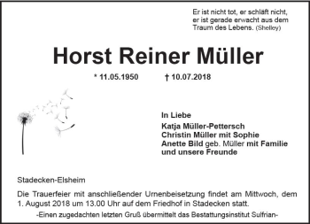 Traueranzeige von Horst Reiner Müller von vrm-trauer