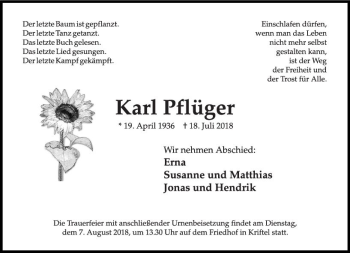 Traueranzeige von Karl Pflüger von vrm-trauer