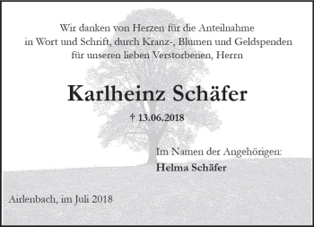 Traueranzeige von Karlheinz Schäfer von vrm-trauer