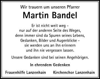 Traueranzeige von Martin Bandel von VRM Trauer