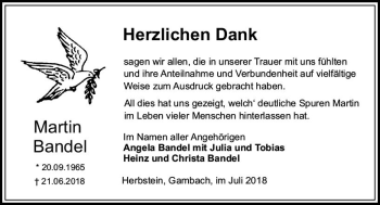 Traueranzeige von Martin Bandel von VRM Trauer