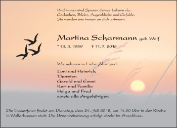 Traueranzeige von Martina Scharmann von  Kreisanzeiger