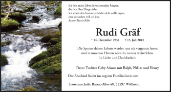 Traueranzeige von Rudi Gräf von vrm-trauer