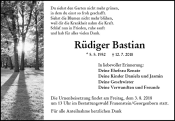 Traueranzeige von Rüdiger Bastian von vrm-trauer