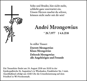Traueranzeige von André Mrongowius von vrm-trauer