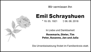 Traueranzeige von Emil Schrayshuen von vrm-trauer