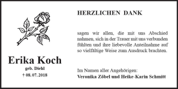 Traueranzeige von Erika Koch von  Kreisanzeiger